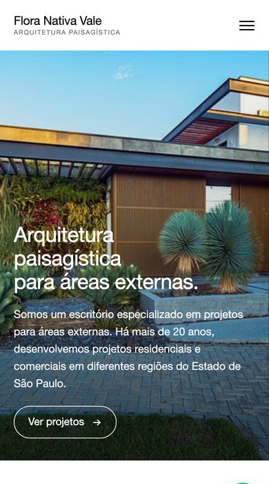 Site novo da Flora Nativa Vale aberto no celular