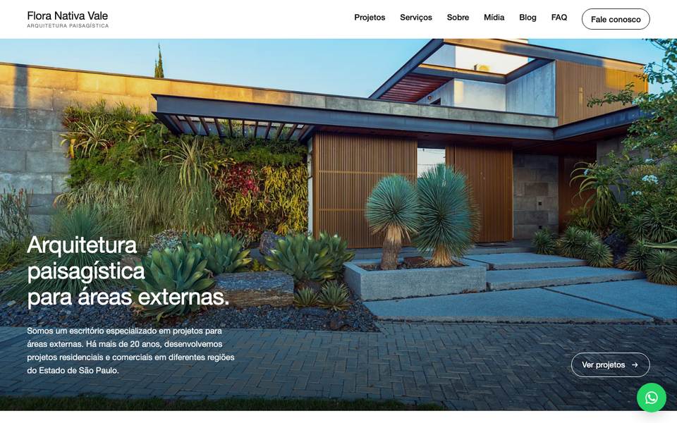 Site novo da Flora Nativa Vale, em entrega pela Agência M3 Hub