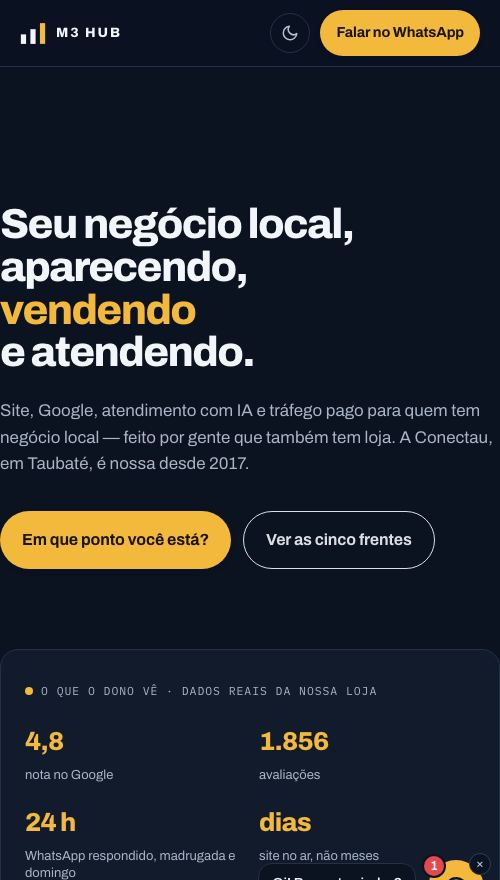 M3 Hub no celular.